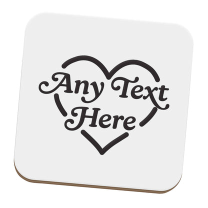 Any text inside heart set of four coasters