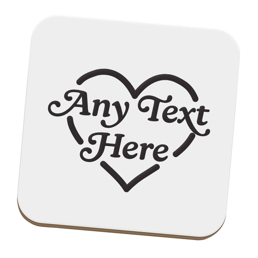 Any text inside heart set of four coasters