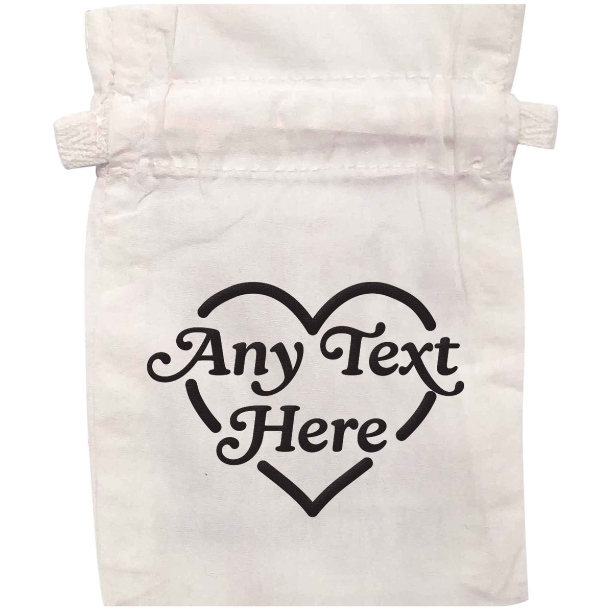 Any text inside heart | XS - L | Pouch / Drawstring bag / Sack | Organic Cotton | Bulk discounts available!