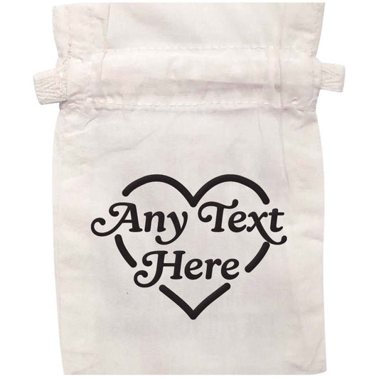 Any text inside heart | XS - L | Pouch / Drawstring bag / Sack | Organic Cotton | Bulk discounts available!