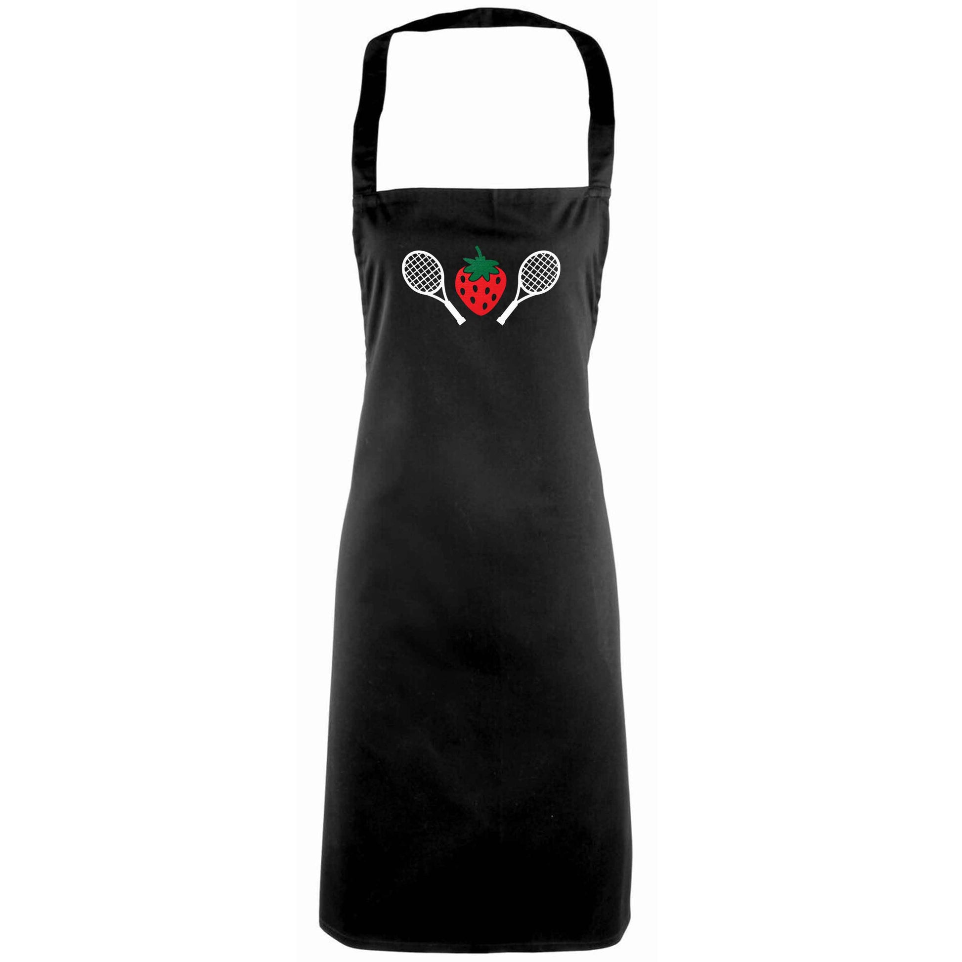 Strawberry and tennis adults black apron