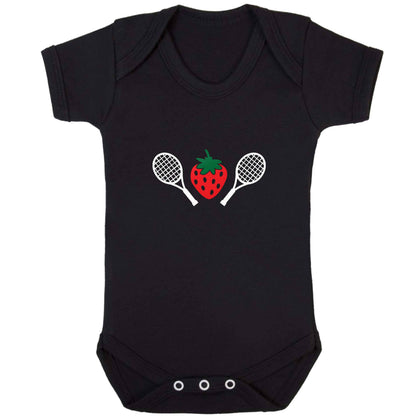 Strawberry and tennis baby bodysuit black 18-24 months