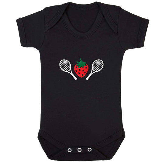 Strawberry and tennis baby bodysuit black 18-24 months