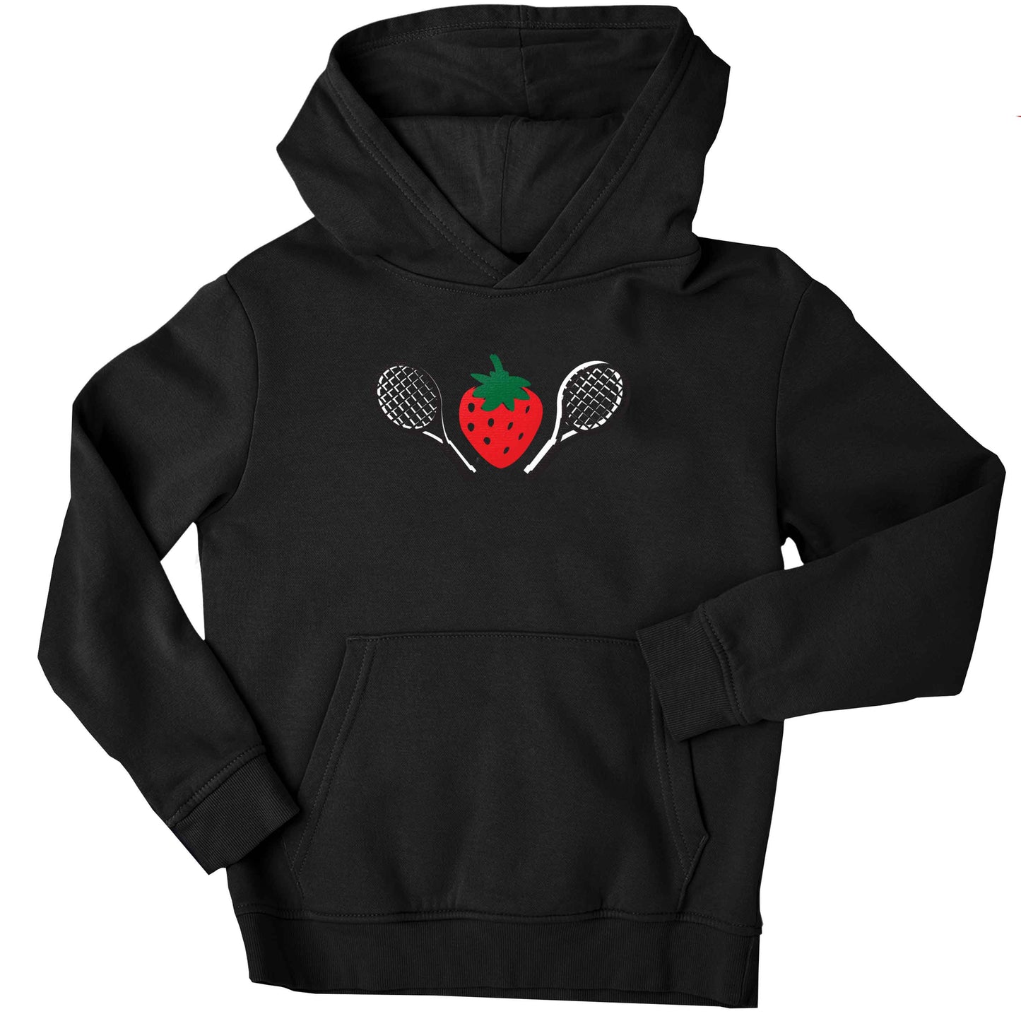 Strawberry and tennis children's black hoodie 12-13 Years