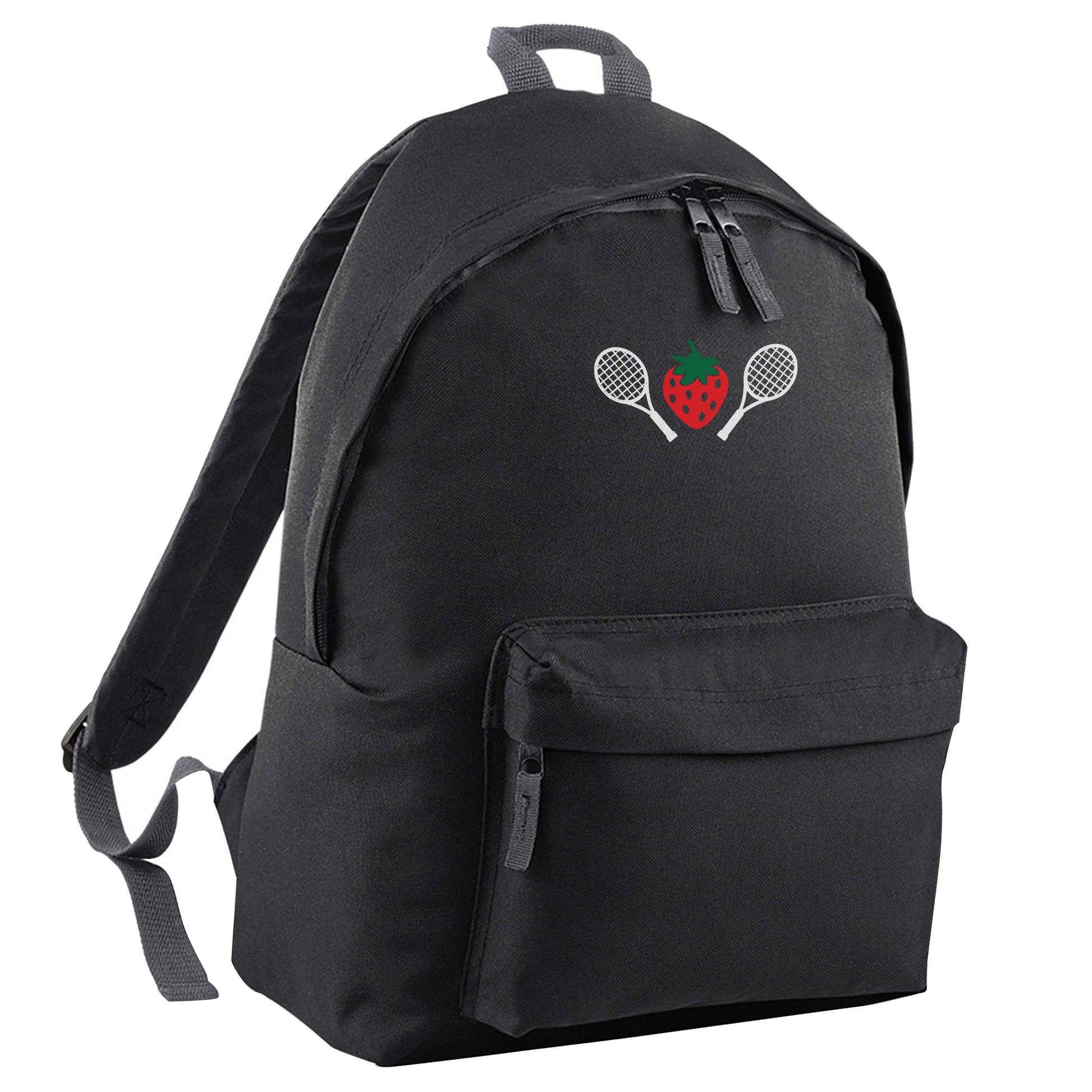 Strawberry and tennis black adults backpack