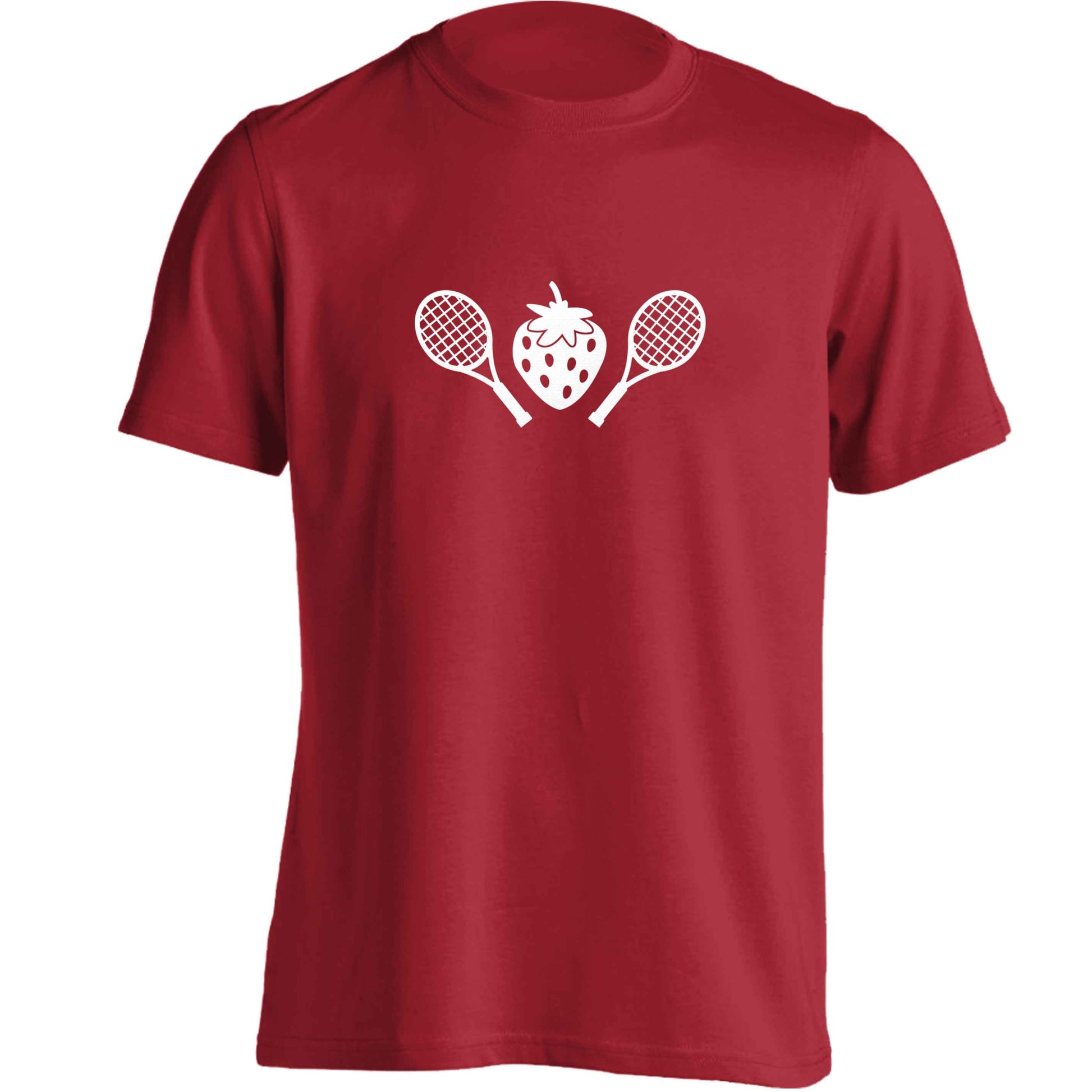 Strawberry and tennis adults unisex red Tshirt 2XL
