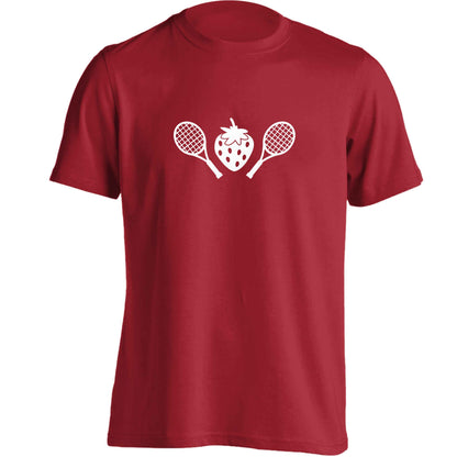 Strawberry and tennis adults unisex red Tshirt 2XL