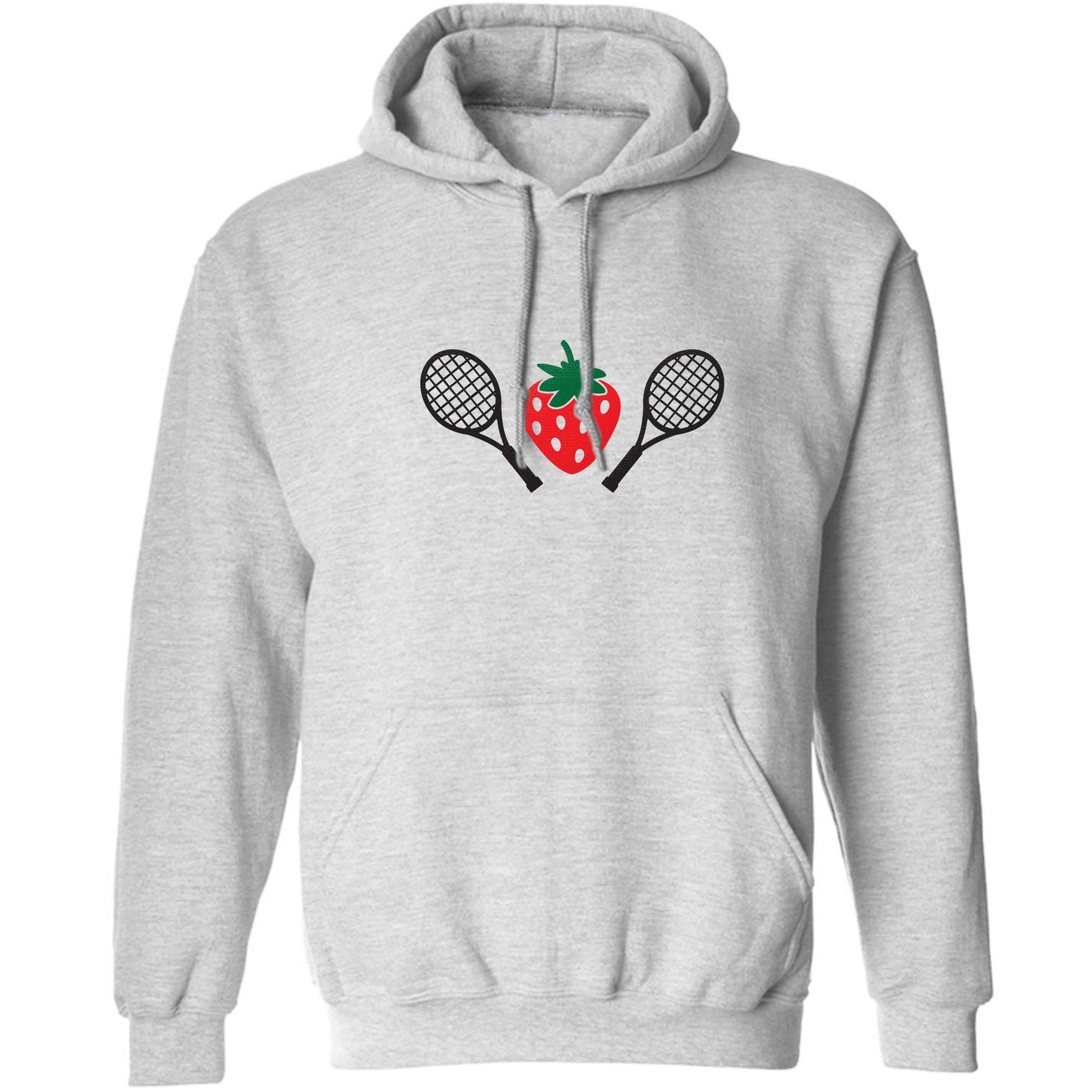 Strawberry and tennis adults unisex grey hoodie 2XL