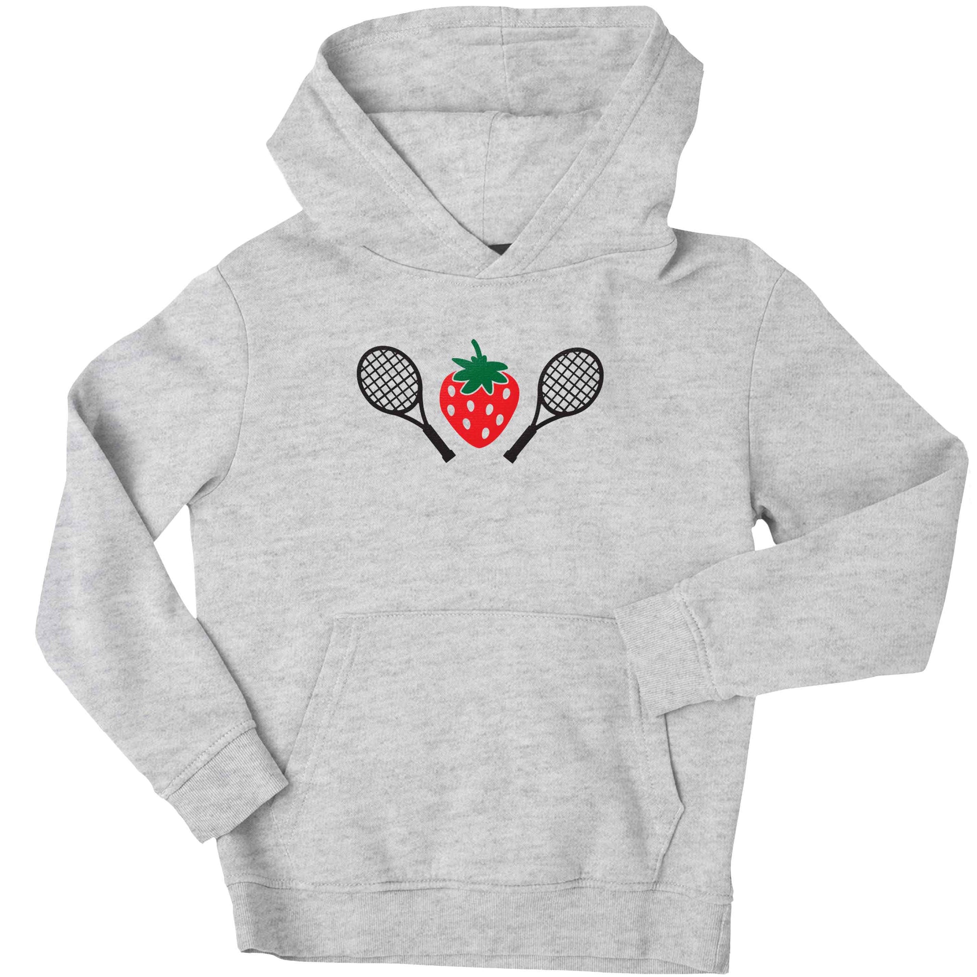 Strawberry and tennis children's grey hoodie 12-13 Years