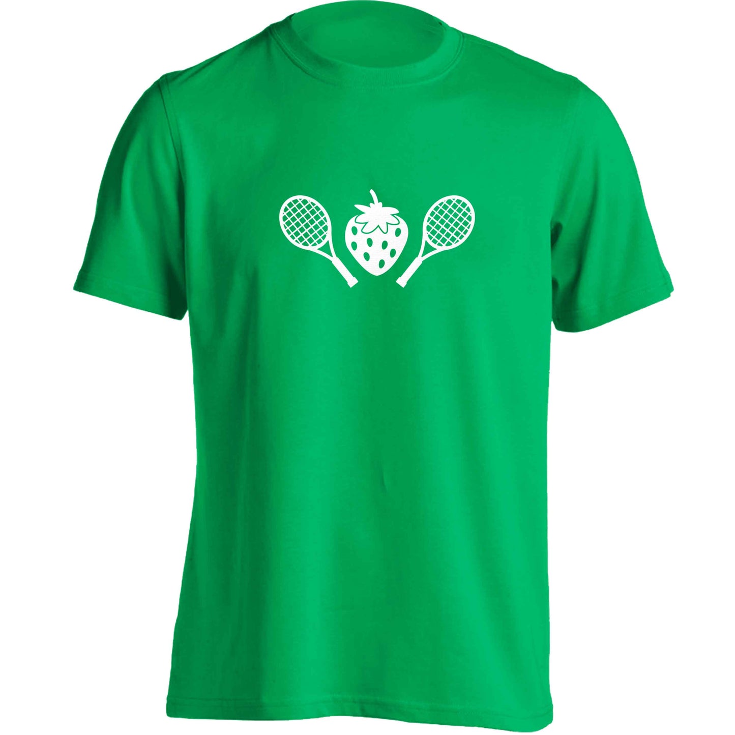 Strawberry and tennis adults unisex green Tshirt 2XL