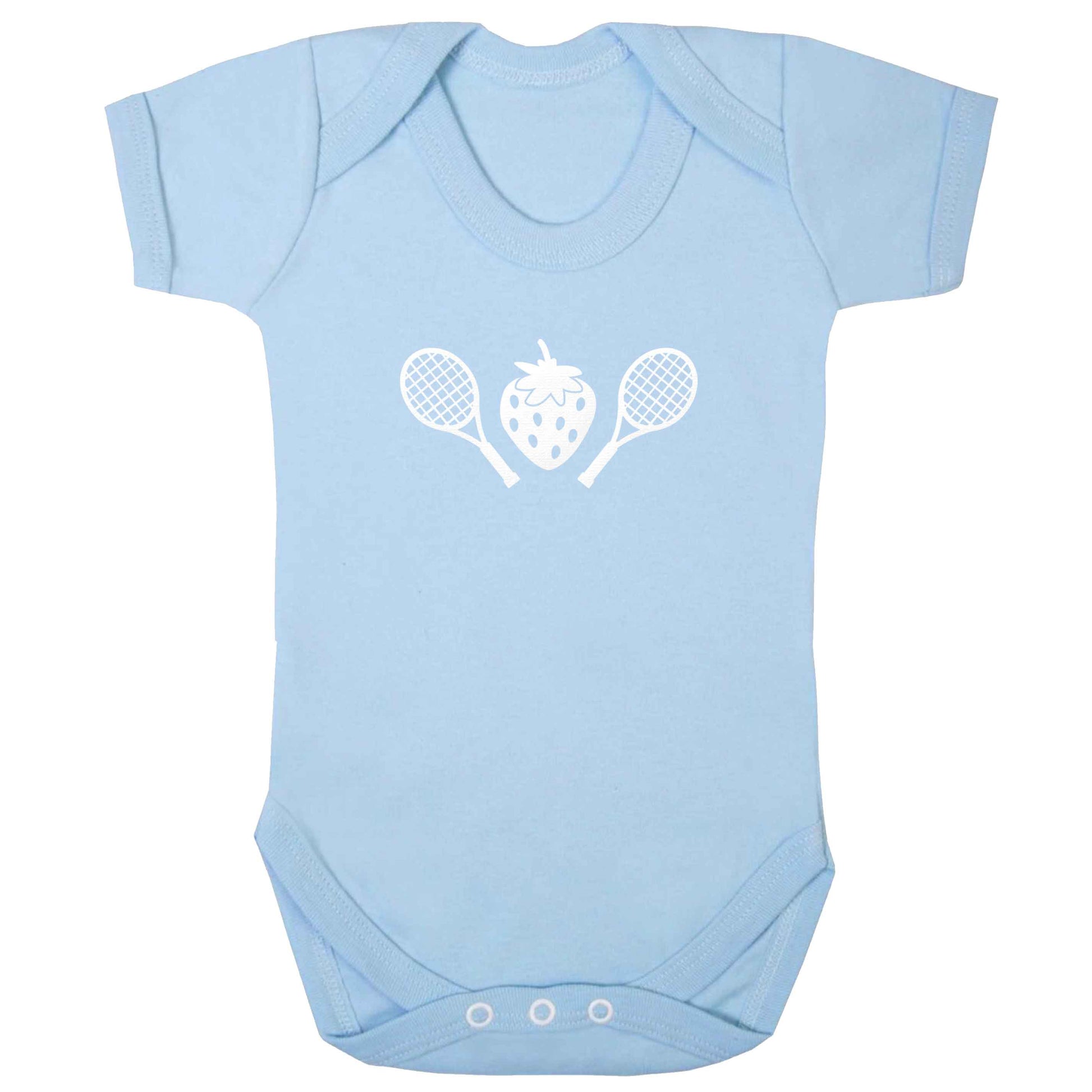 Strawberry and tennis baby bodysuit pale blue 18-24 months