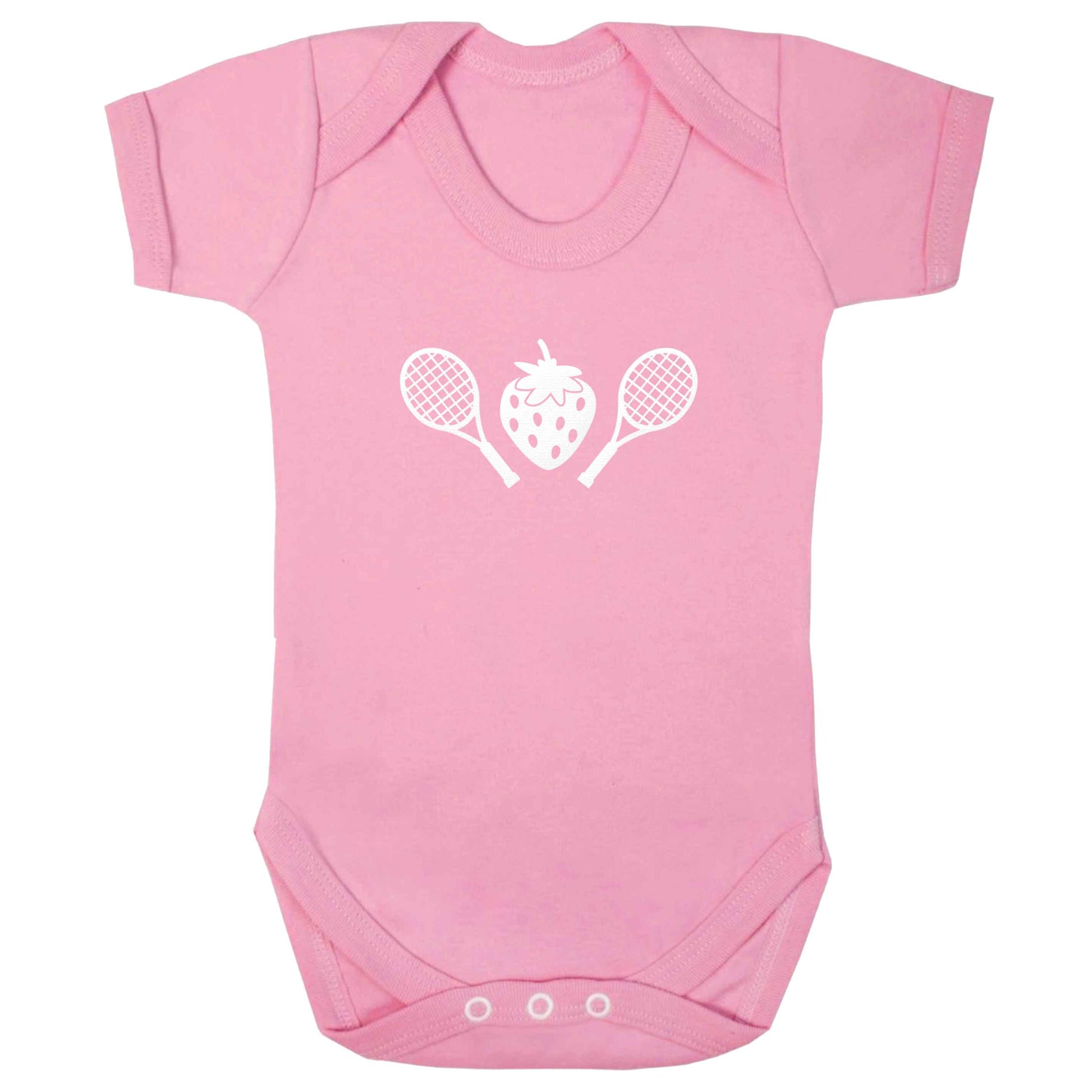 Strawberry and tennis baby bodysuit pale pink 18-24 months