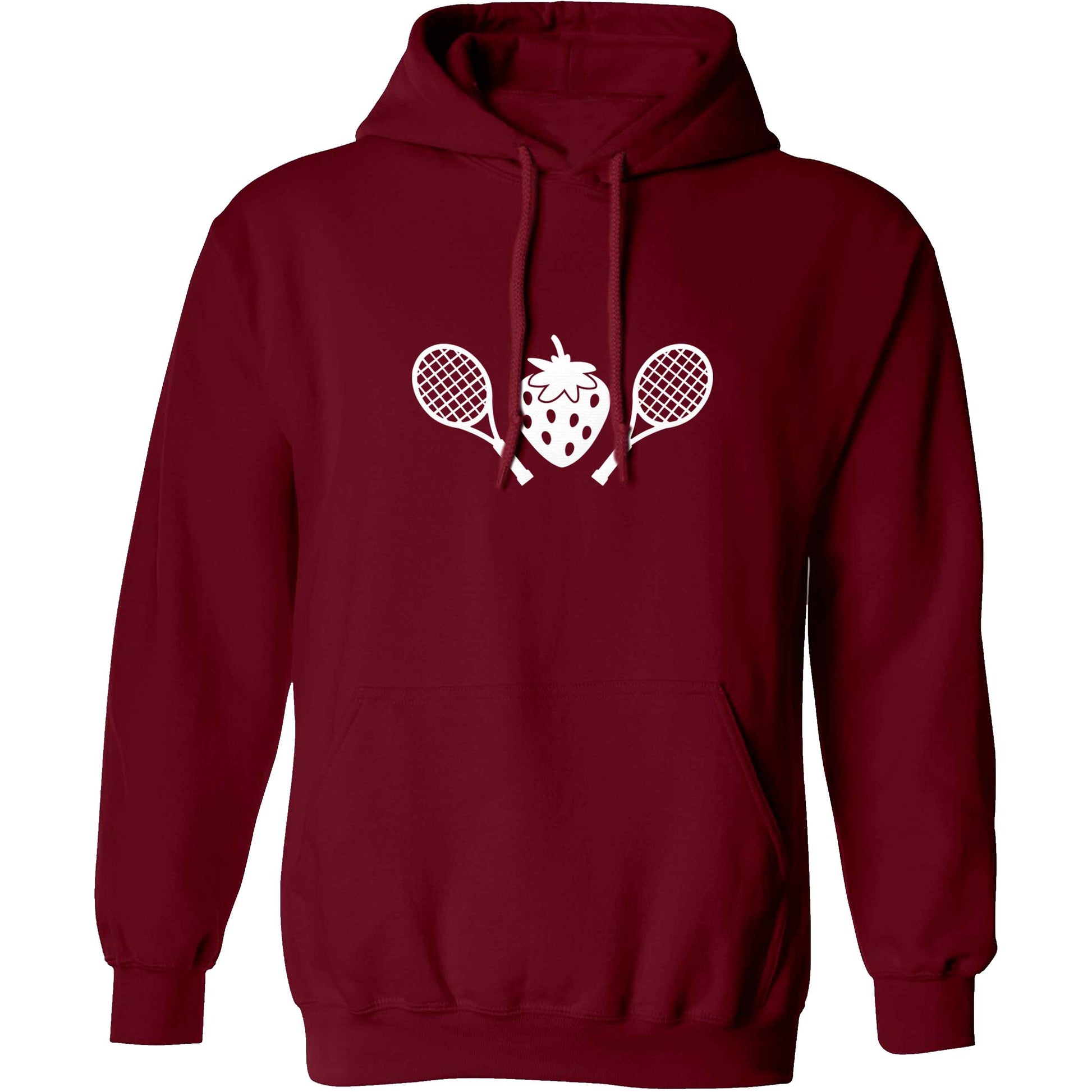 Strawberry and tennis adults unisex maroon hoodie 2XL