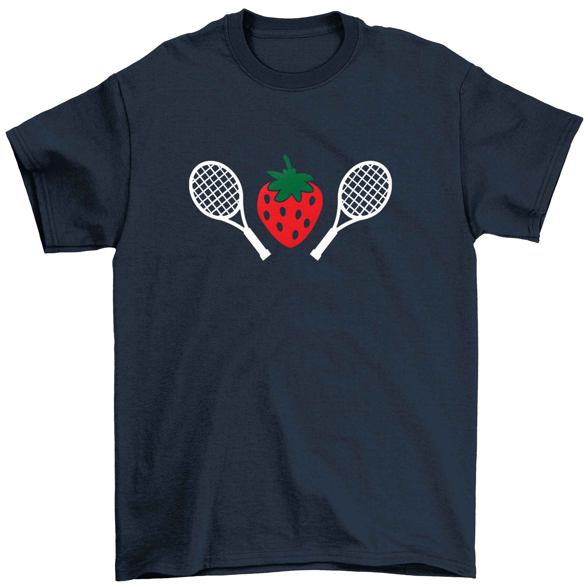 Strawberry and tennis Children's navy Tshirt 12-13 Years