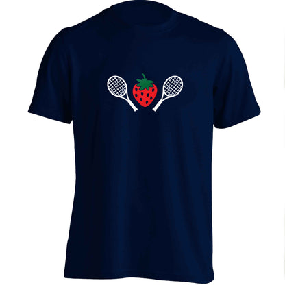 Strawberry and tennis adults unisex navy Tshirt 2XL
