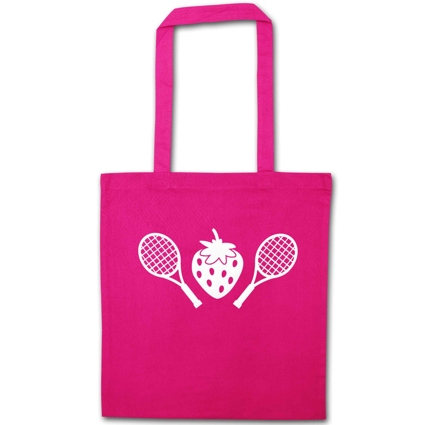 Strawberry and tennis pink tote bag