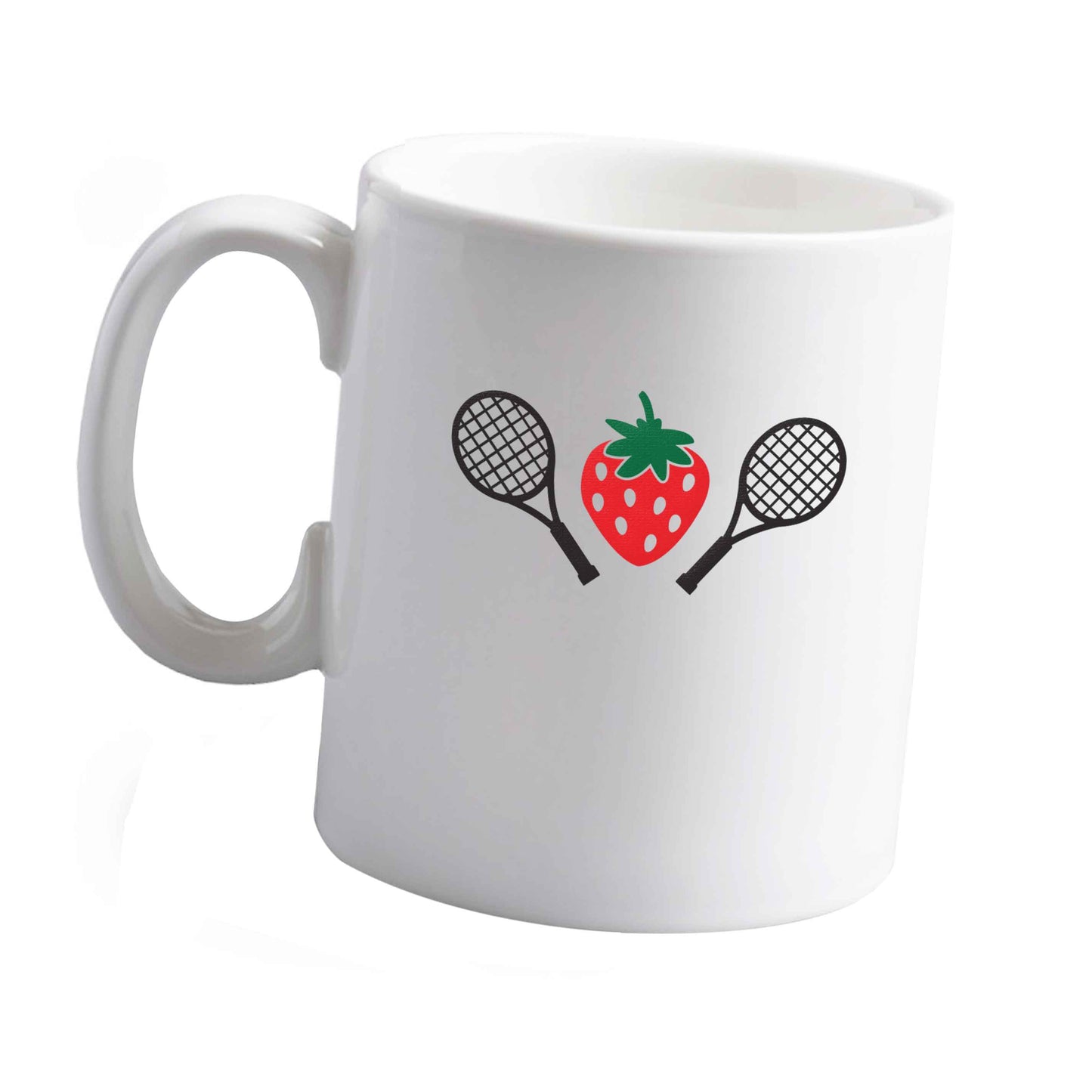 10 oz Strawberry and tennis ceramic mug left sided