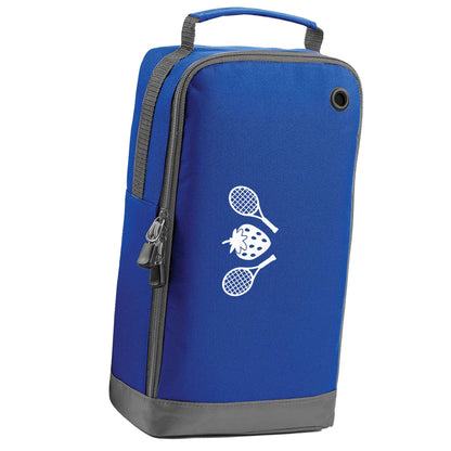 Strawberry and tennis blue sports shoe bag horizontal print
