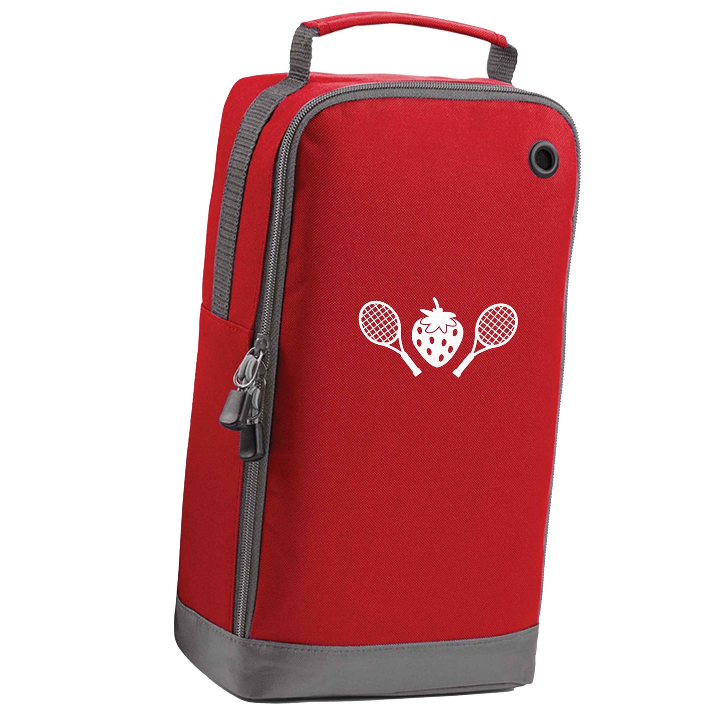Strawberry and tennis red sports shoe bag horizontal print