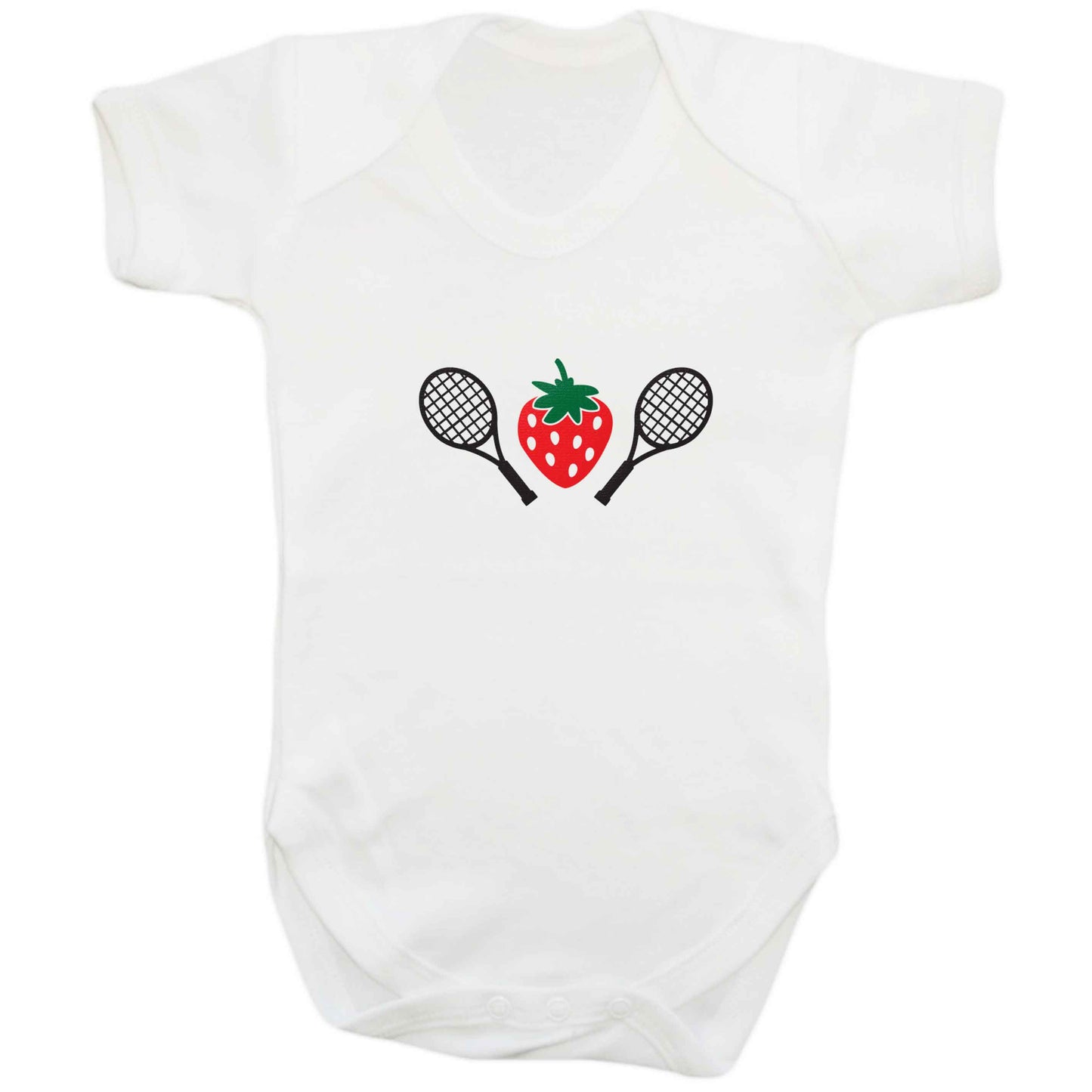 Strawberry and tennis baby bodysuit white 18-24 months