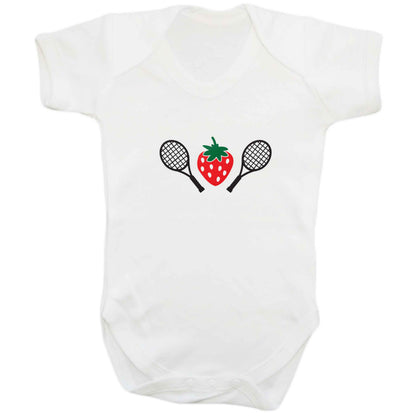 Strawberry and tennis baby bodysuit white 18-24 months