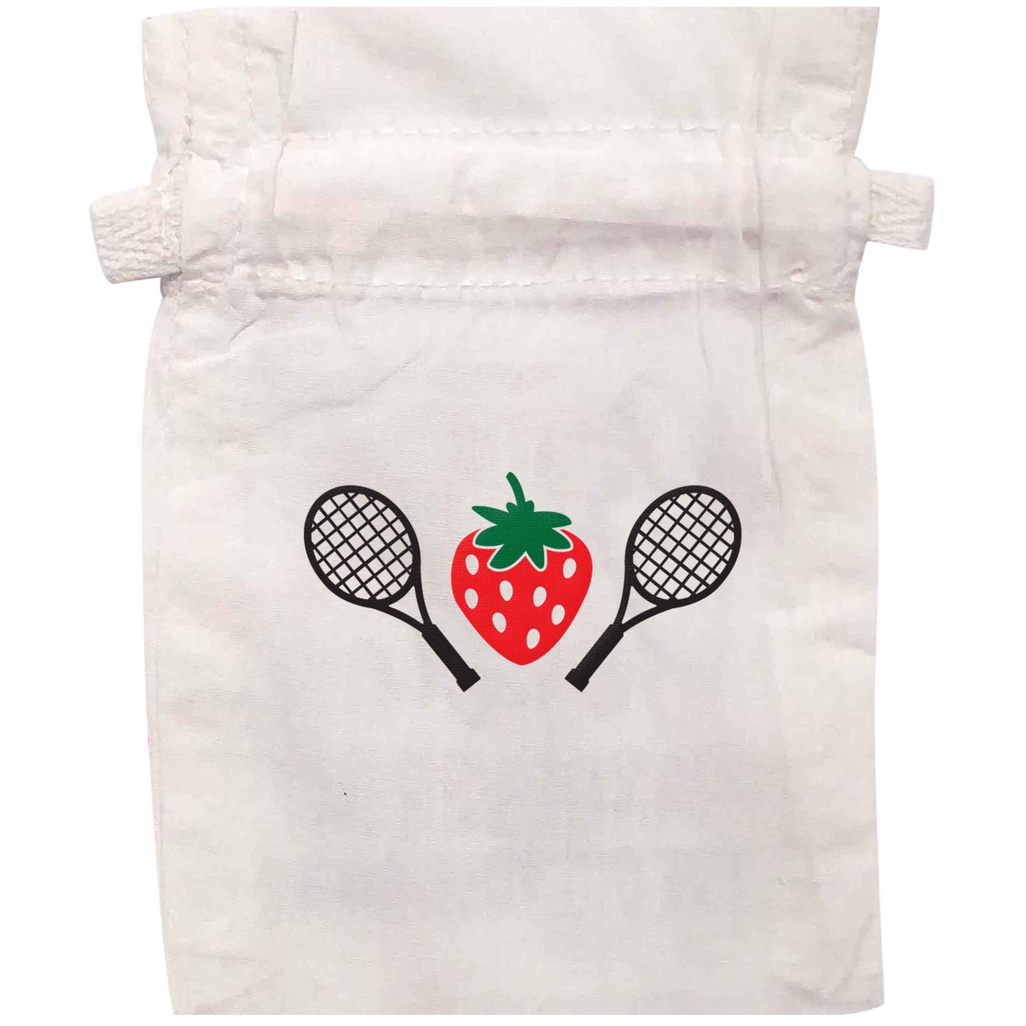 Strawberry and tennis | XS - L | Pouch / Drawstring bag / Sack | Organic Cotton | Bulk discounts available!