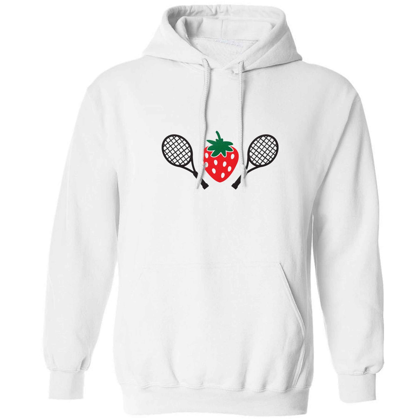 Strawberry and tennis adults unisex white hoodie 2XL