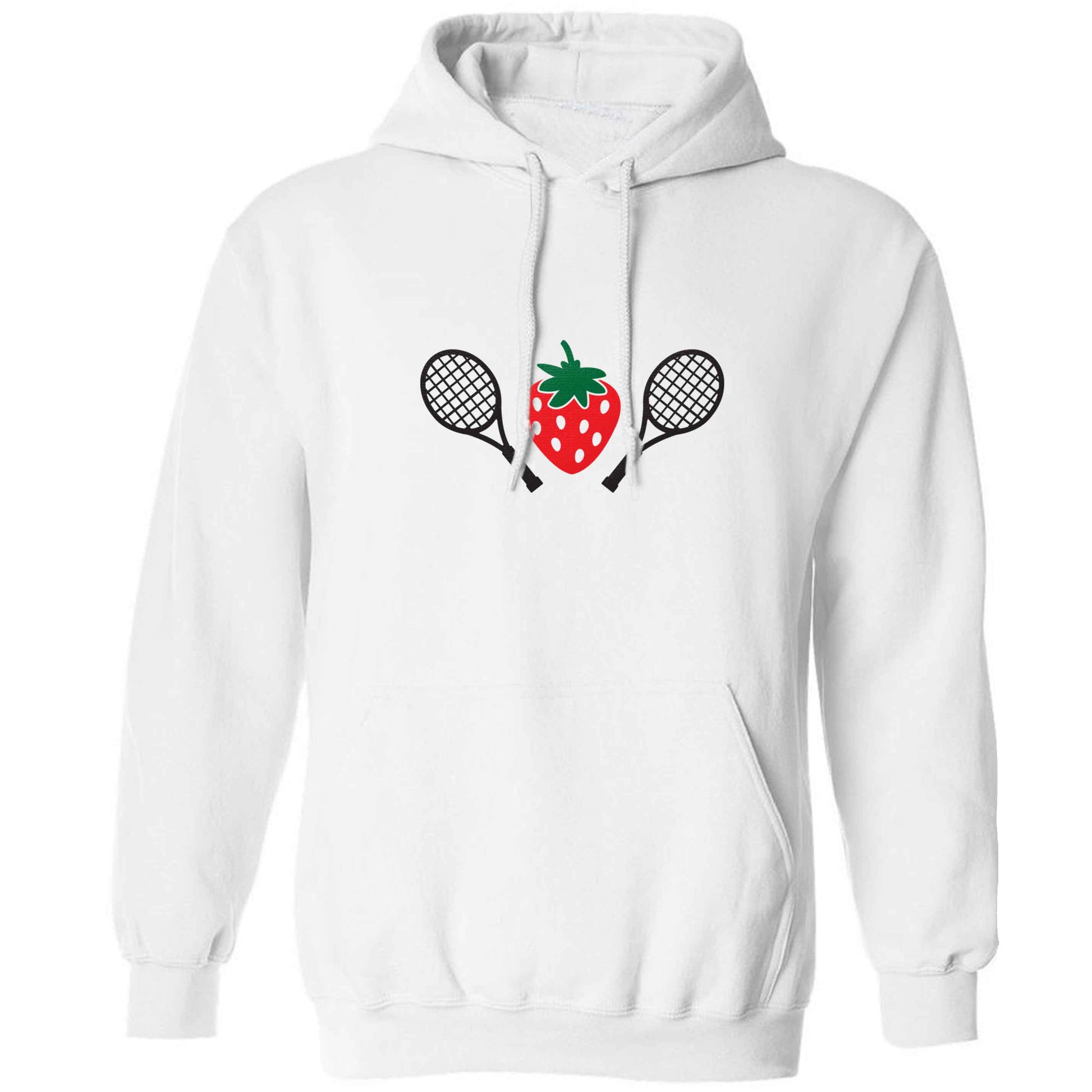Strawberry and tennis adults unisex white hoodie 2XL