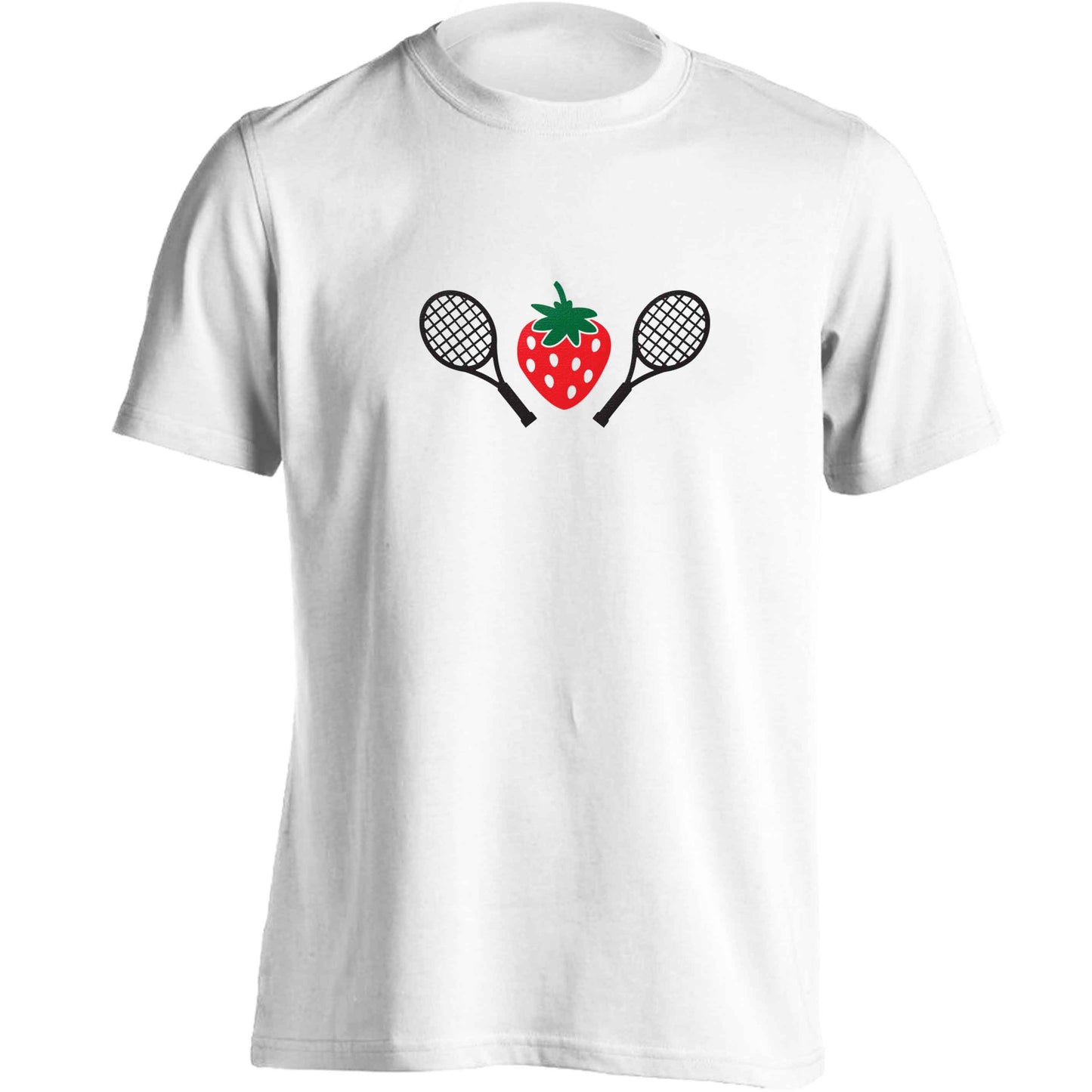 Strawberry and tennis adults unisex white Tshirt 2XL