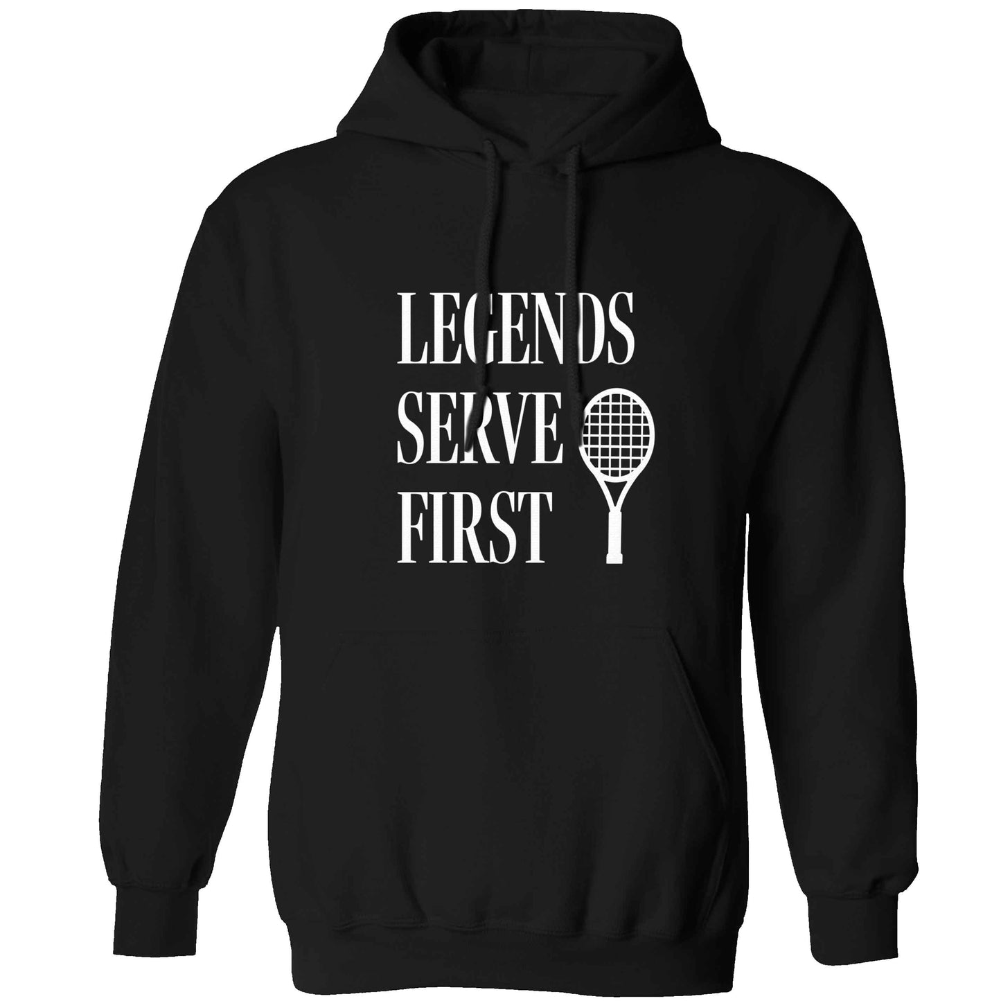 Legends serve first adults unisex black hoodie 2XL