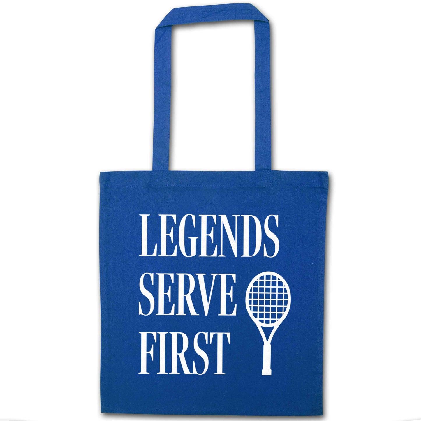 Legends serve first blue tote bag