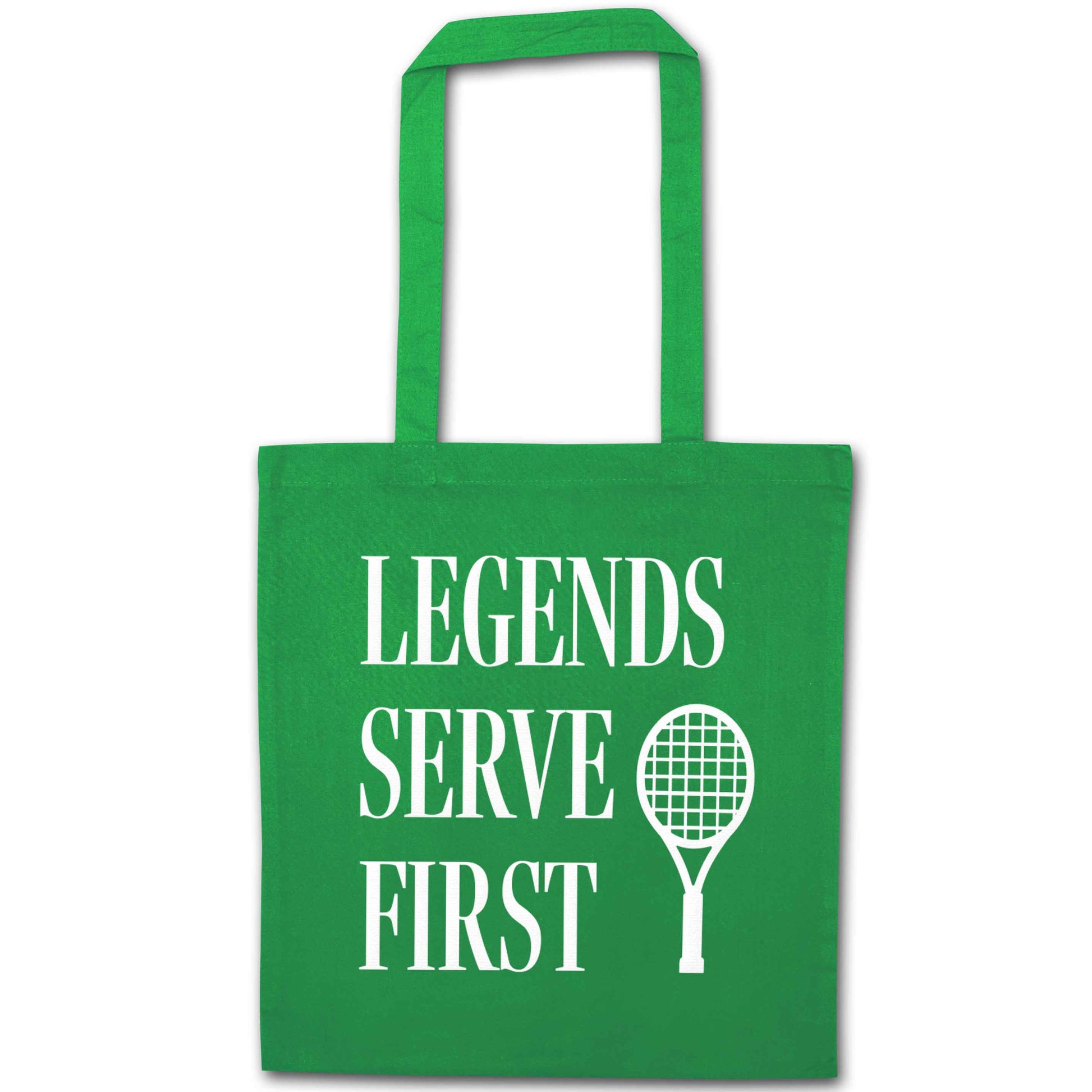 Legends serve first green tote bag