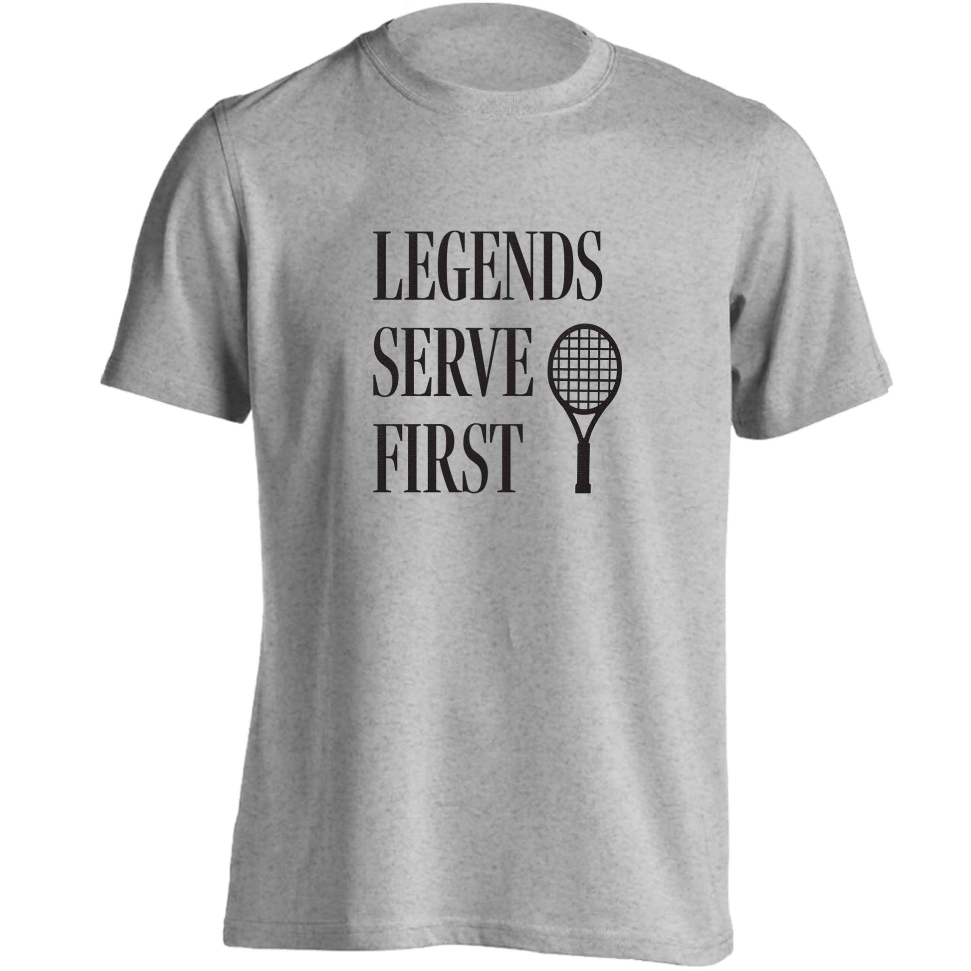 Legends serve first adults unisex grey Tshirt 2XL