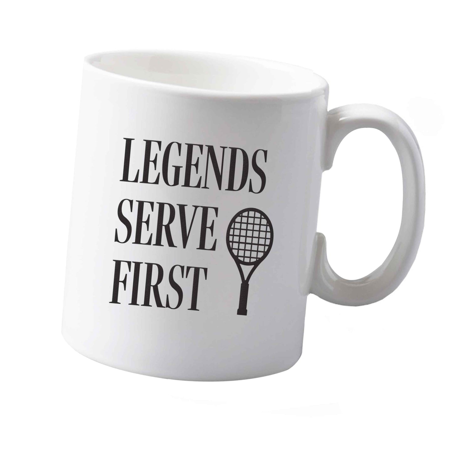 10 oz Legends serve first ceramic mug  both sides