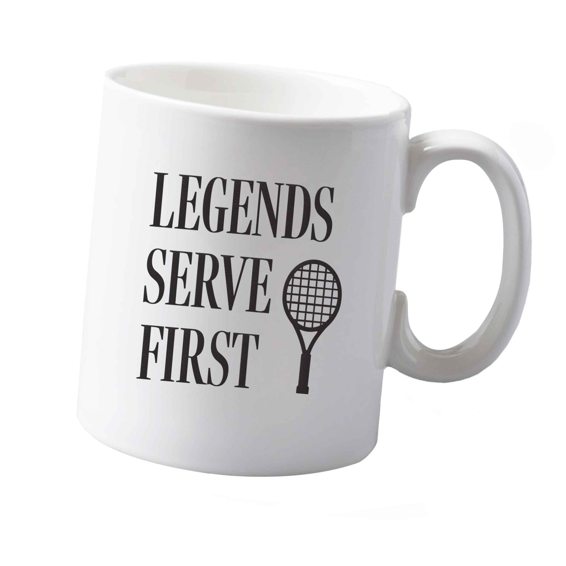 10 oz Legends serve first ceramic mug  both sides