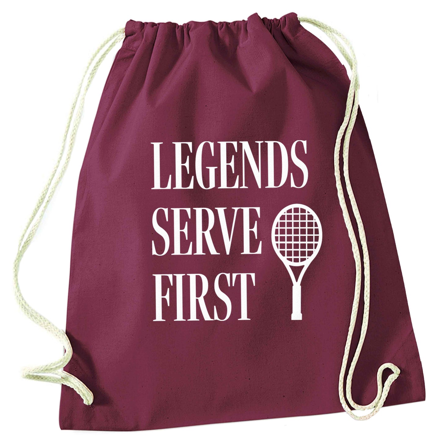Legends serve first maroon drawstring bag