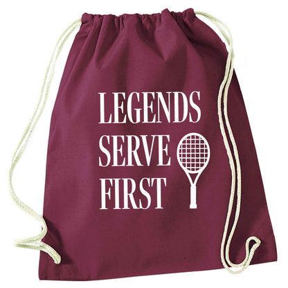 Legends serve first maroon drawstring bag