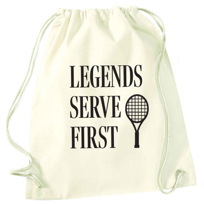 Legends serve first natural drawstring bag