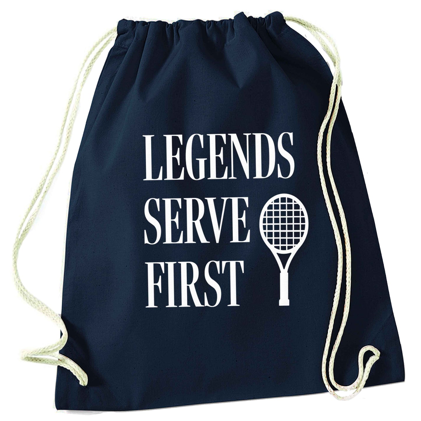 Legends serve first navy drawstring bag