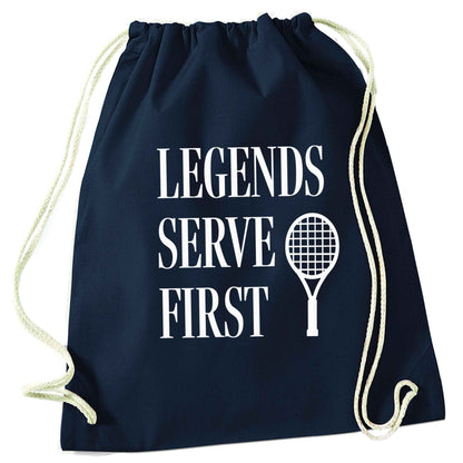 Legends serve first navy drawstring bag