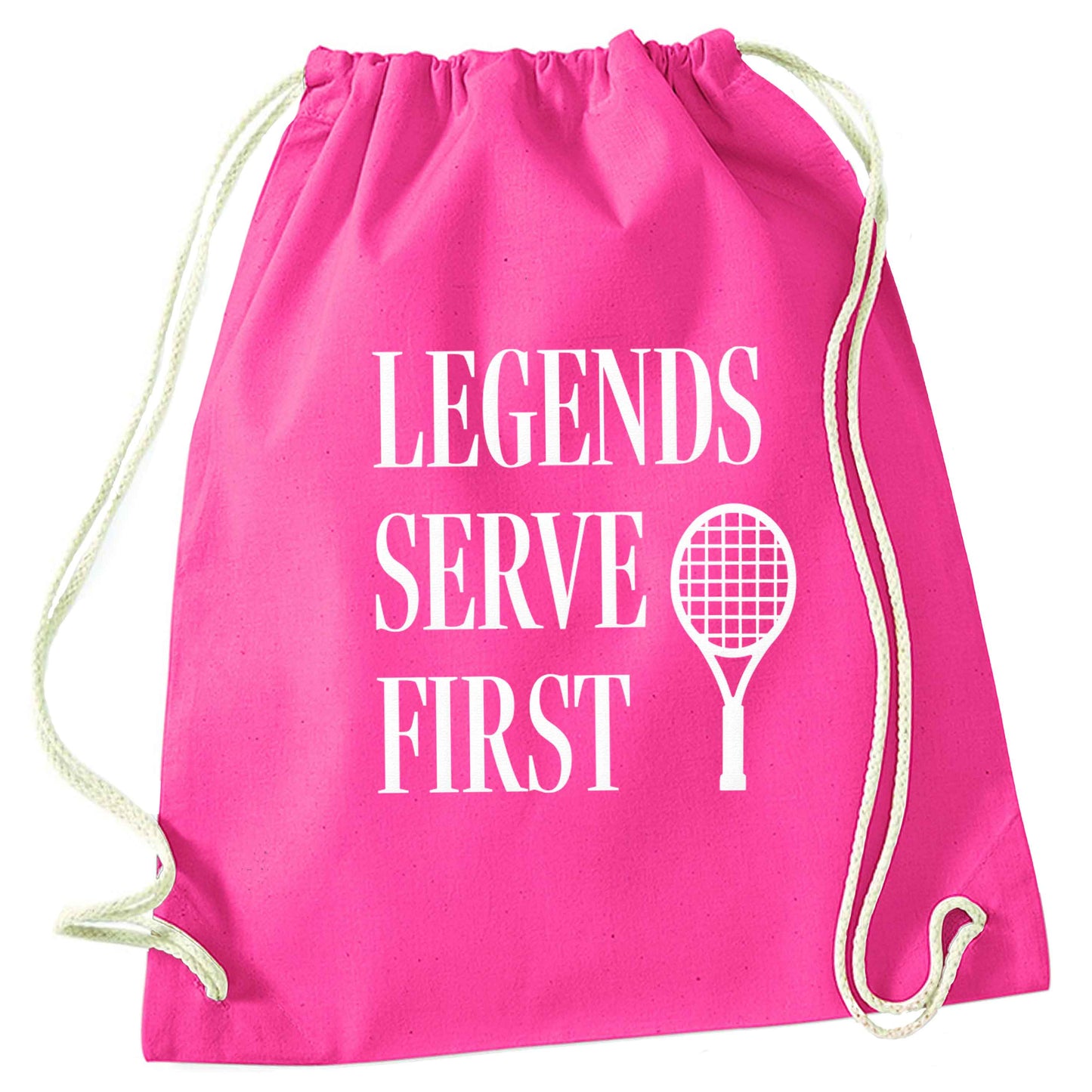 Legends serve first pink drawstring bag