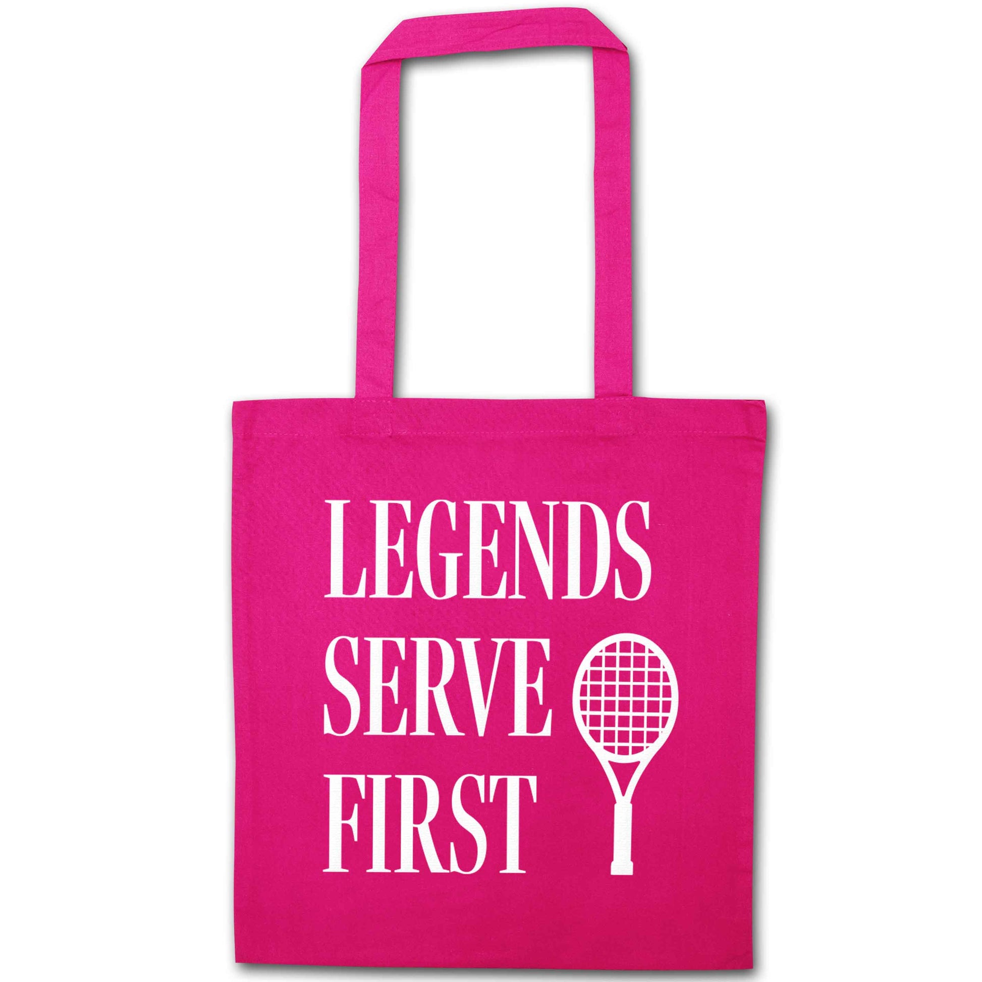 Legends serve first pink tote bag