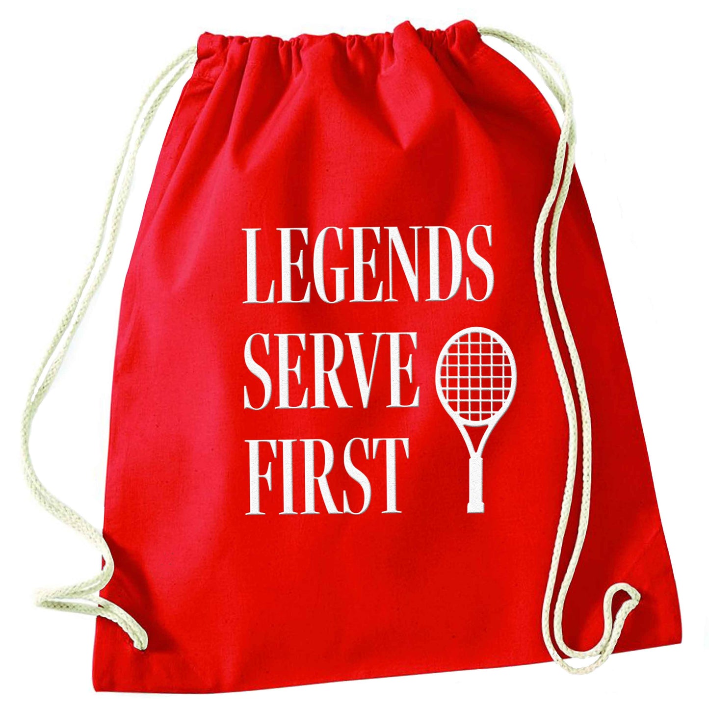 Legends serve first red drawstring bag 