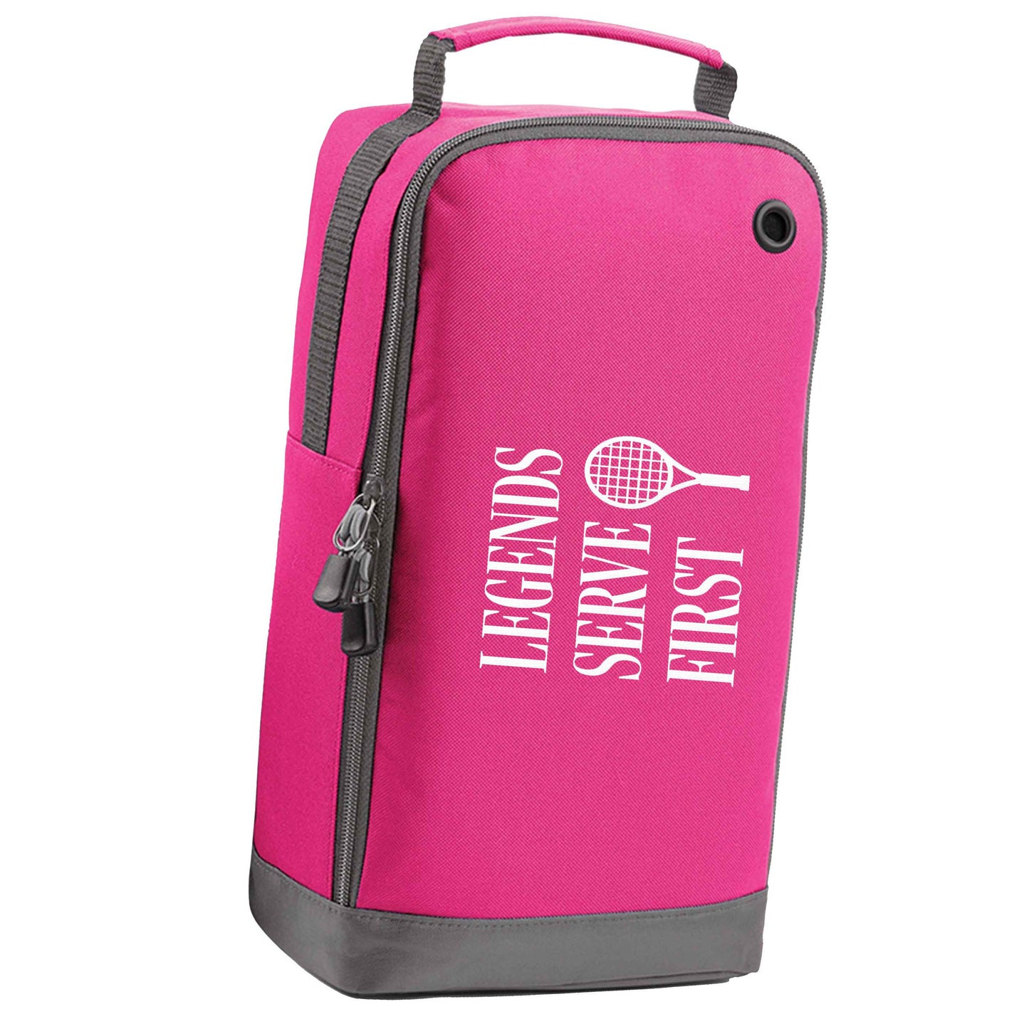 Legends serve first pink sports shoe bag horizontal print