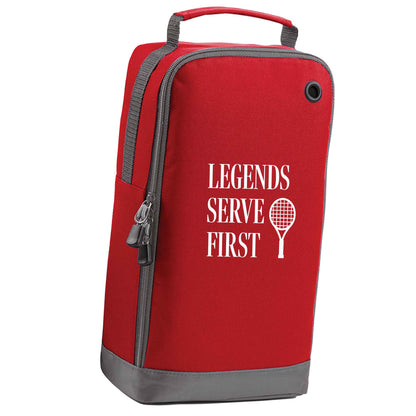Legends serve first red sports shoe bag horizontal print