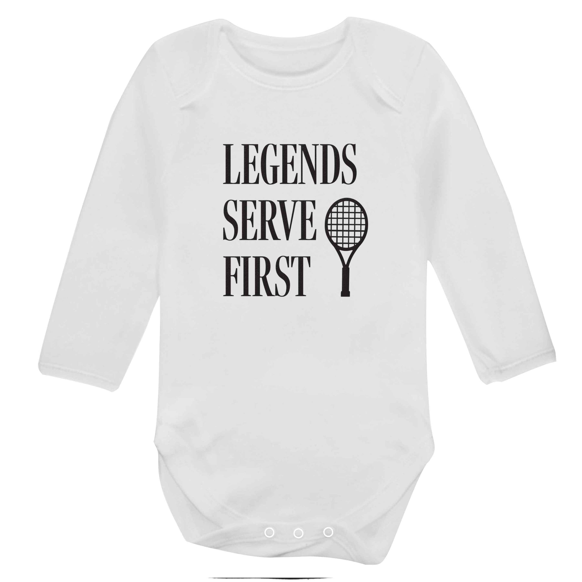 Legends serve first baby bodysuit long sleeved white 6-12 months