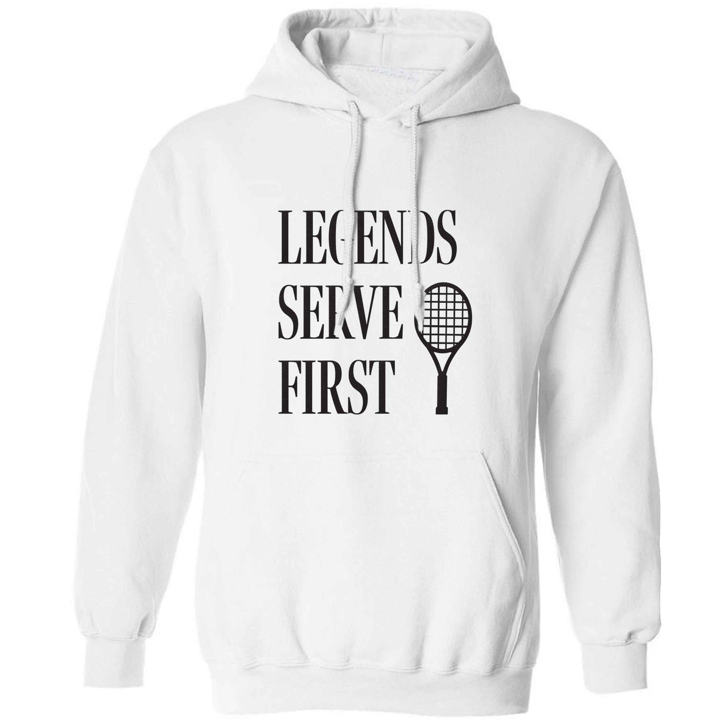 Legends serve first adults unisex white hoodie 2XL