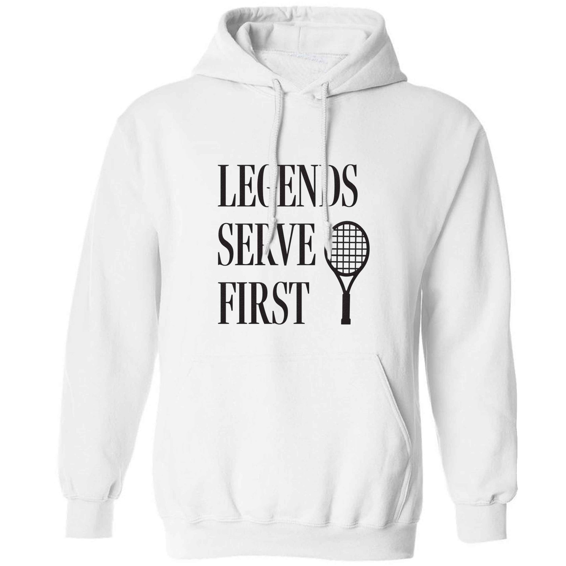 Legends serve first adults unisex white hoodie 2XL