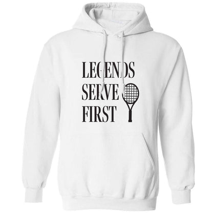 Legends serve first adults unisex white hoodie 2XL