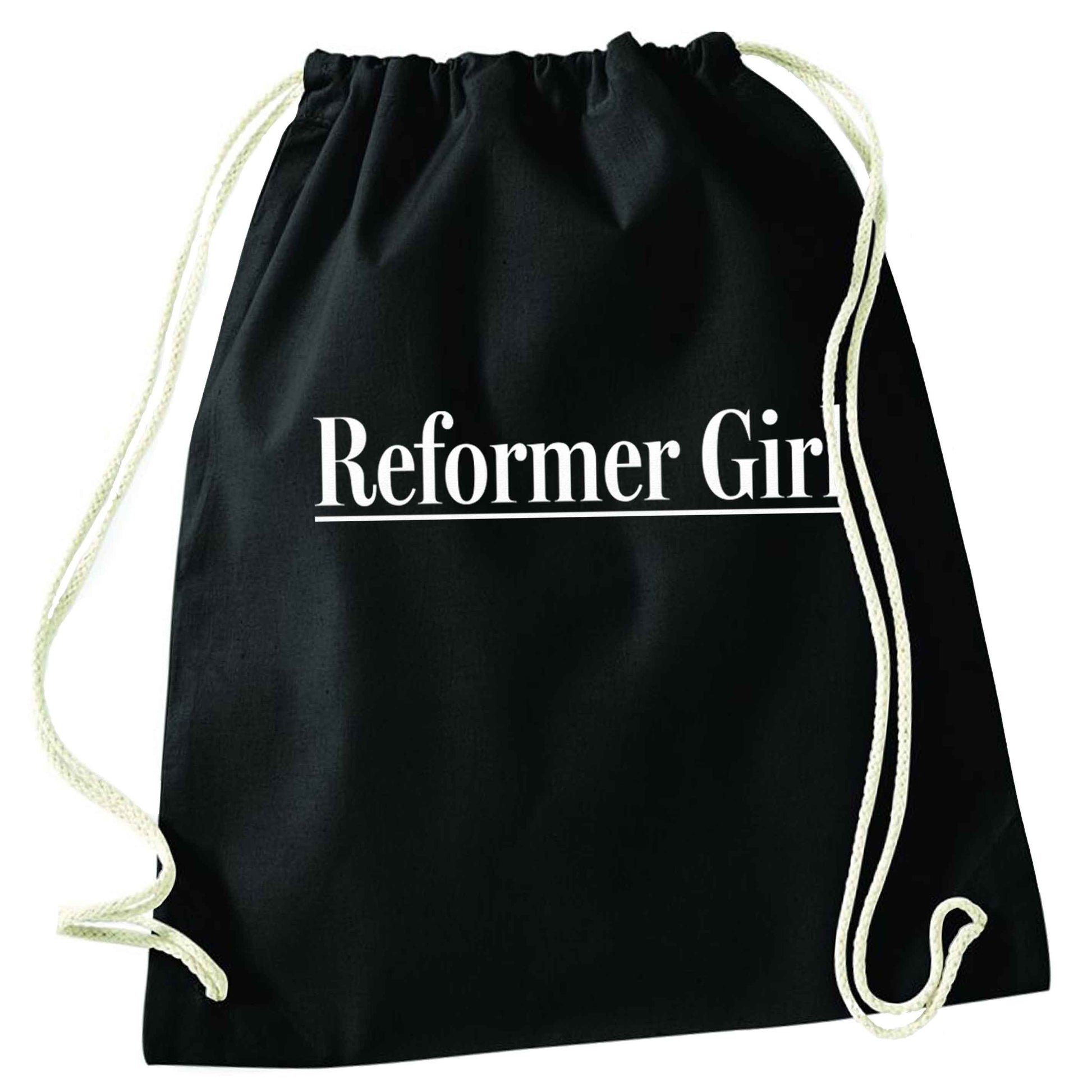 Reformer girl black drawstring bag